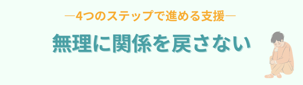 暴言・暴力の記憶が残る子どもへの関わり方|特別支援学級の対応ステップの「人間関係再構築の4つのステップ」の画像