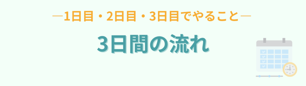 特別支援学級 黄金の3日間｜最初の3日でやること・やらないことの「3日間のシンプルな流れ（具体例）」の画像