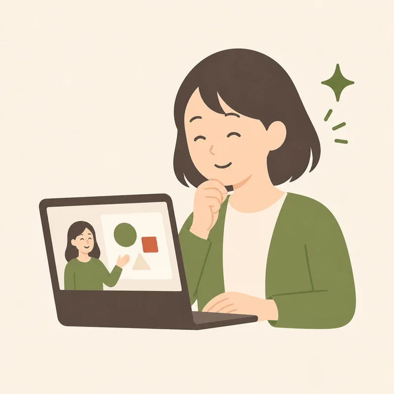 オンラインセミナーで学びを整理する特別支援学級担任のイラスト