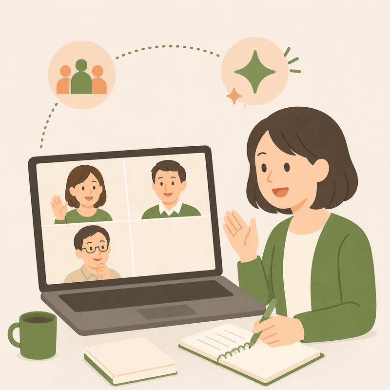 先生同士がオンラインで学び合うトモニバのイラスト